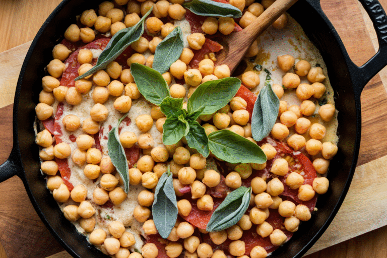You Need This Creamy Vegan Tuscan Chickpea Skillet in Your Life