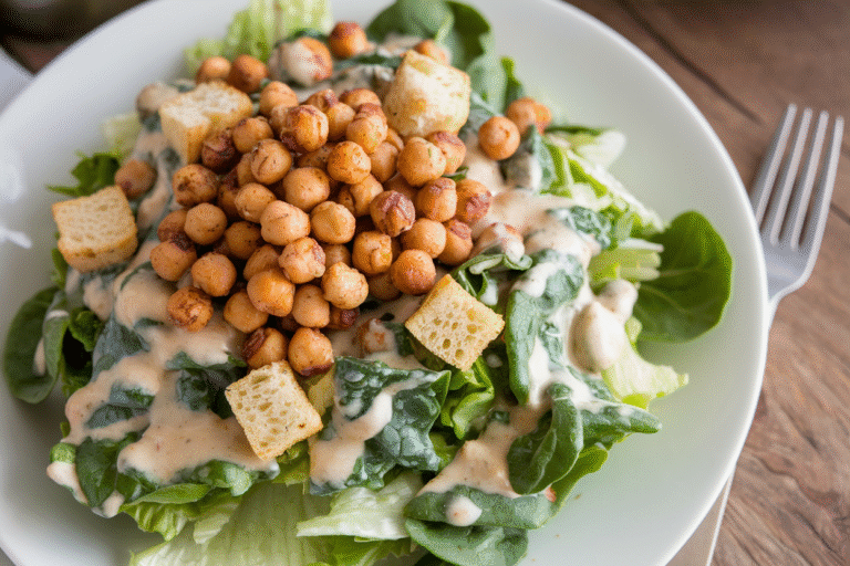 Vegan Caesar Salad with Crunchy Chickpeas: The Upgrade Your Boring Salad Game Needs
