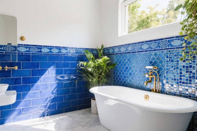 6 Blue Ceramic Tile Bathrooms That Pop (and Totally Steal the Show)